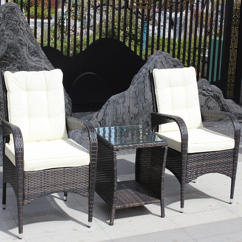 Outdoor patio Furniture sets 3 piece Conversation wicker Ratten Sectional Sofa With Seat Cushions