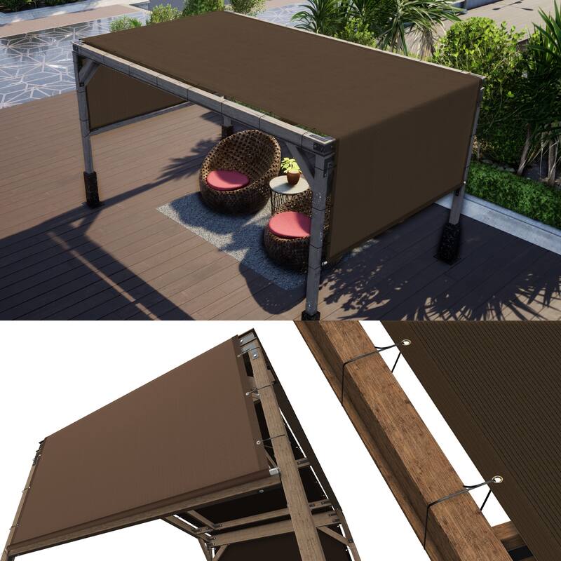 ColourTreeUSA 20 ft Length Pergola Cover Canopy Fabric Sun Shade Cloth 95% UV Block with Stainless Steel Weighted Rods