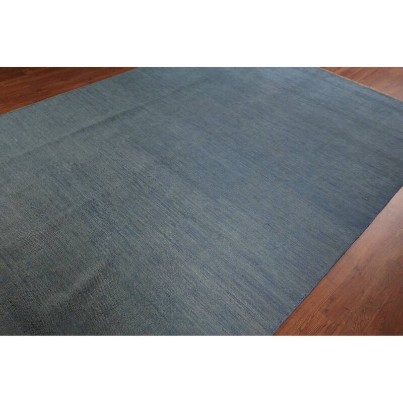Blue Modern Gabbeh Oriental Area Rug Hand-Knotted Wool Carpet - 6'6" x 9'6"