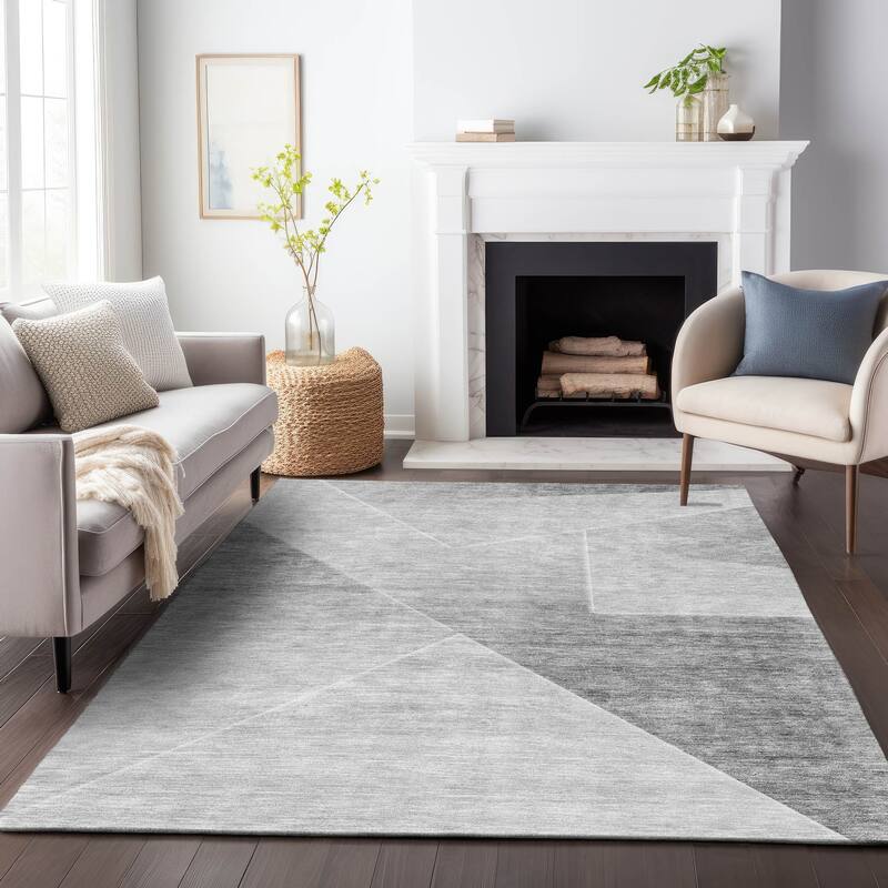 Machine Washable Indoor/ Outdoor Chantille Contemporary Abstract Rug