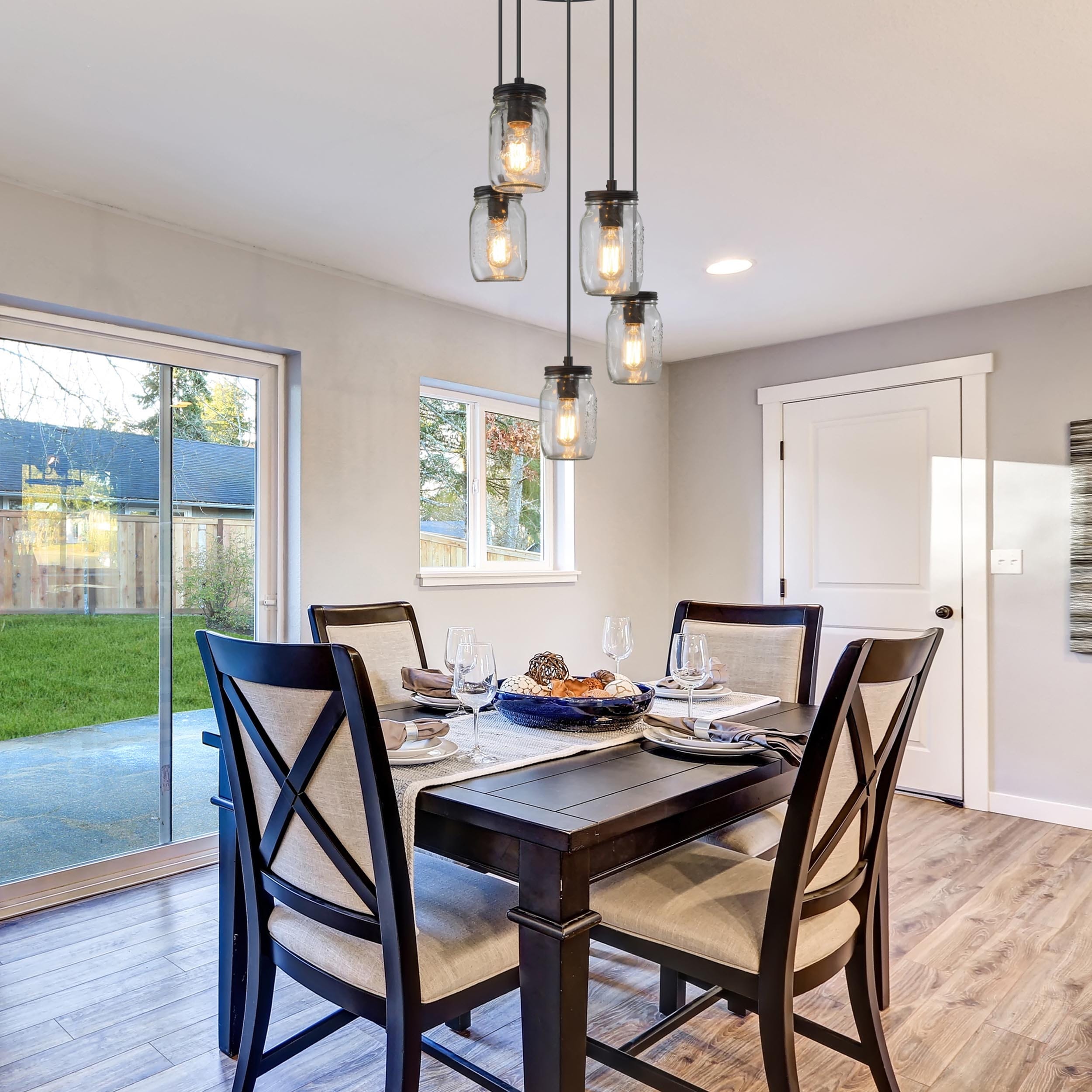Mason jar dining room light fixture sales