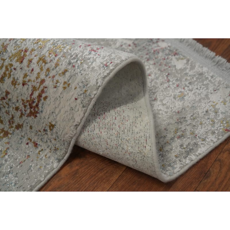 Machine Made Oriental Polyester Carpet Modern Abstract Greys & Charcoal Abstract Area Rug - 7' 5'' X 5' 2''