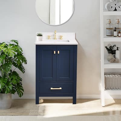 StarrySky 24 inch Undermount Single Sink Bathroom Vanity with Engineered Carrara Marble Top