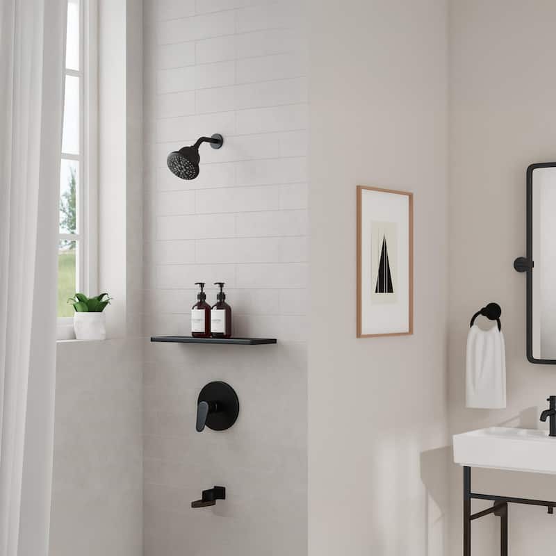 Tru-Temp Pressure Balanced Mixing Valve with Round Trim Matte Black
