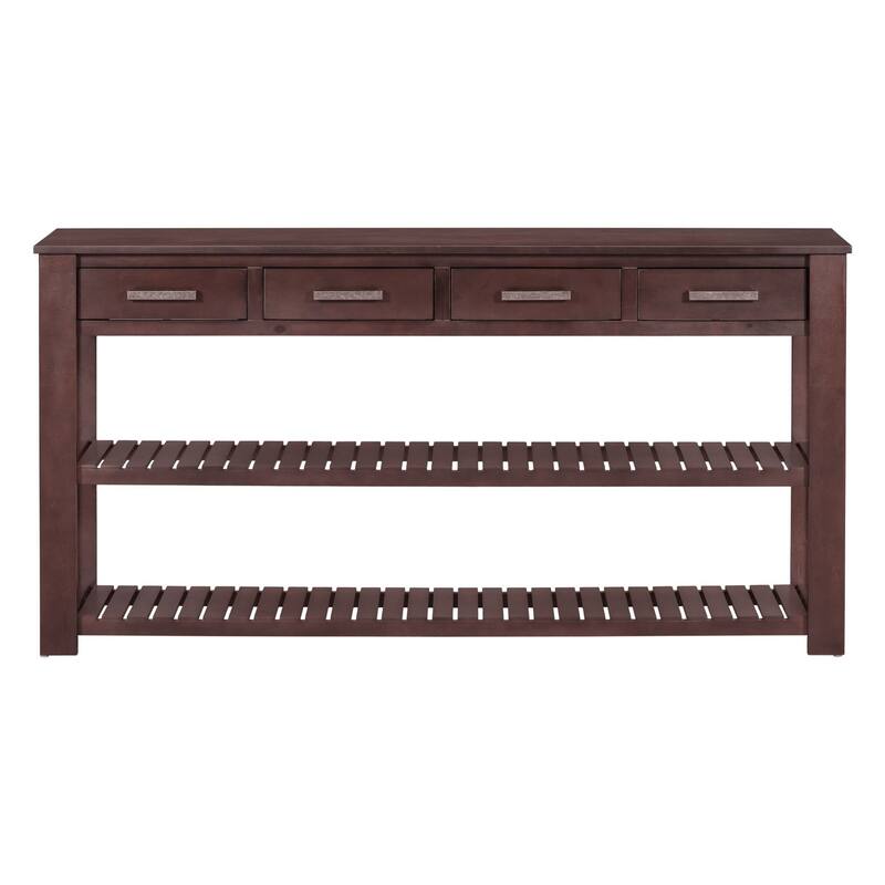Entryway Console Table with 4 Drawers and 2 Shelves, Suitable for Entryways, Living Rooms
