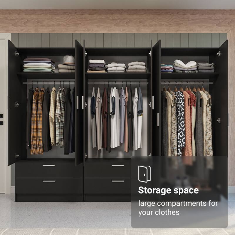MADESA 6 Doors 4 Drawers Wardrobe Set Bedroom Storage Cabinet