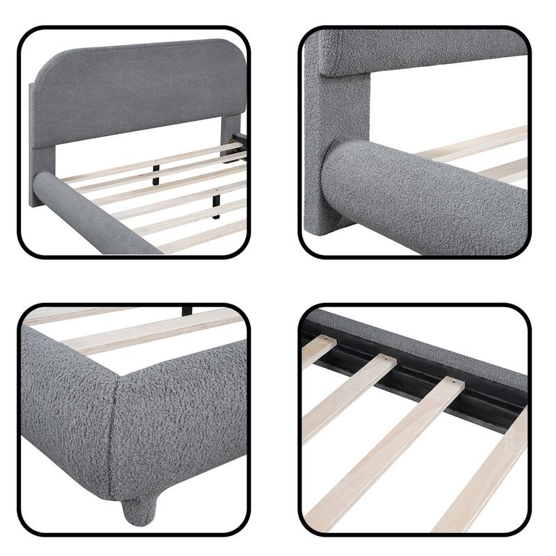 Teddy Fleece Full Size Upholstered Platform Bed with Thick Fabric
