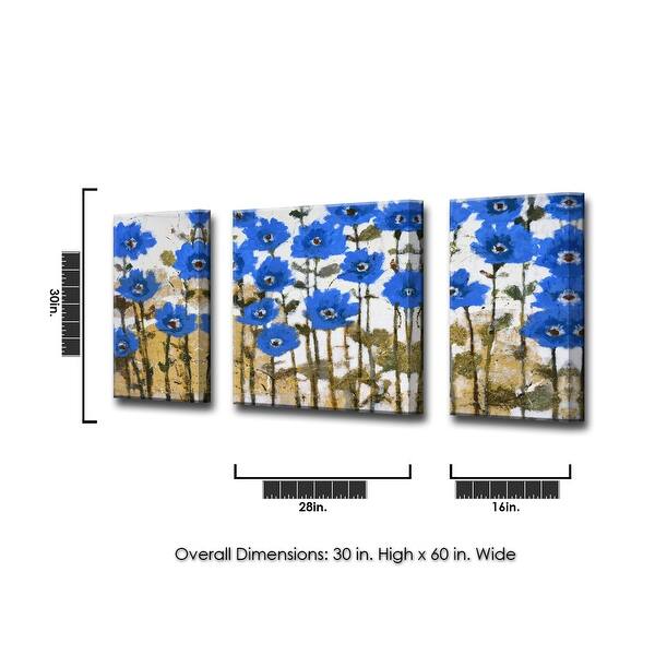 'Spring Sapphires' 3 Piece Wrapped Canvas Wall Art Set by Norman Wyatt