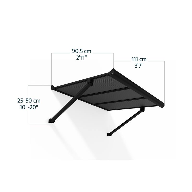 Canopia Augustine 3 ft. Black/Gray Door and Window Awning