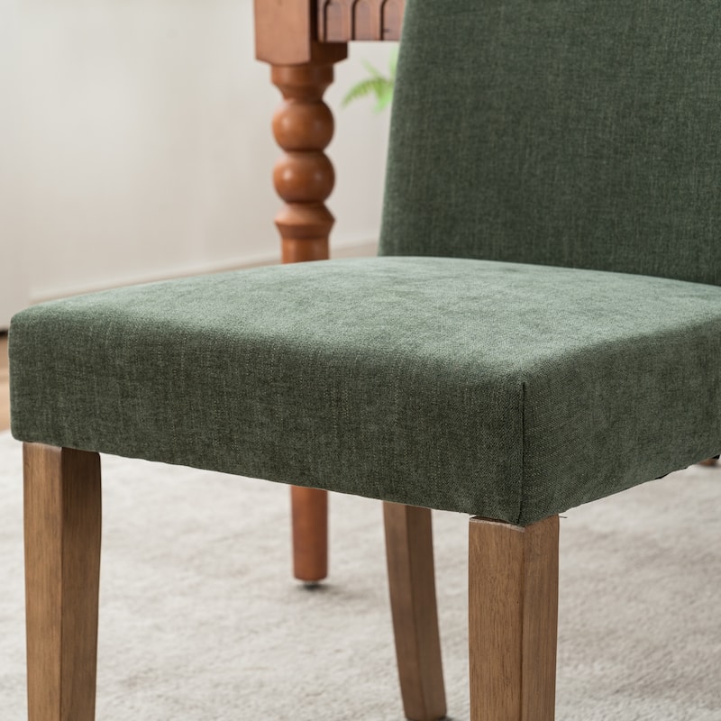 Upholstered Modern Dining Chairs, Linen Fabric Side Chairs Set of 2