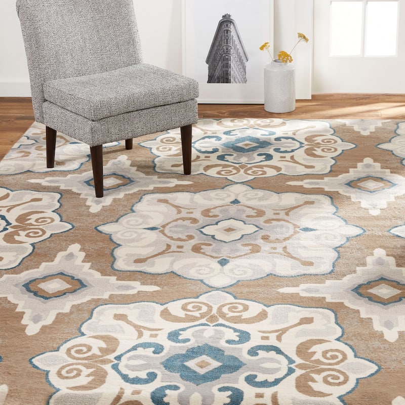 Home Dynamix Tremont Salem Transitional Patterned Area Rug - 5'3"x7'2" - Taupe/Blue - Rectangle