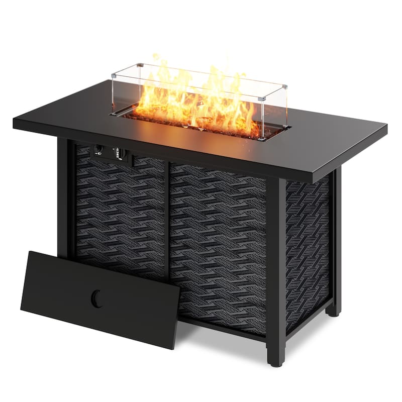 Futzca Square Outdoor Propane Fire Pit Table with Removable Cover - N/A