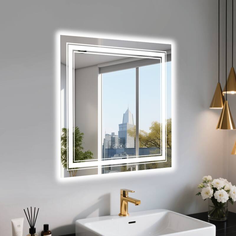 36x36 Inch Frameless LED Bathroom Mirror,Smart Mirror - White