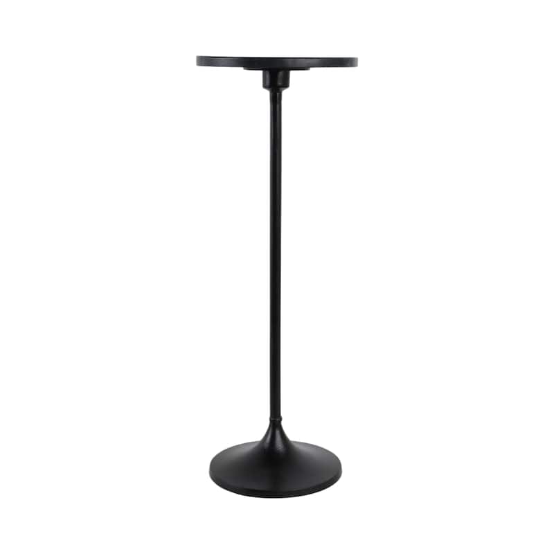 Metal Base Marble Top Modern Glam Accent Table Round Silhouette
