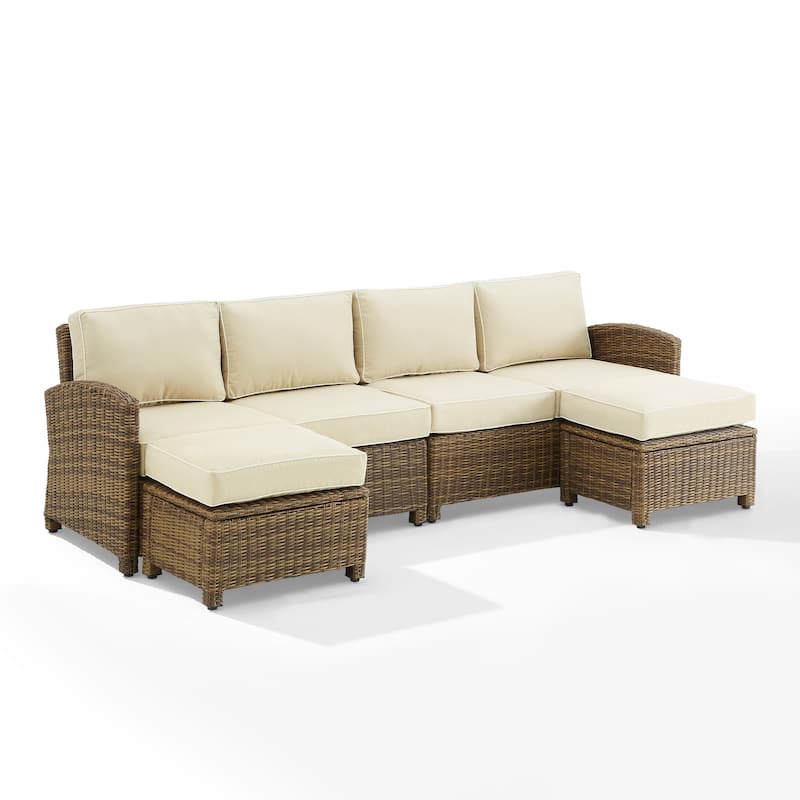 Crosley Bradenton 4Pc Outdoor Wicker Sectional Set - 70.5"d x 105.5"w x 32.5"h