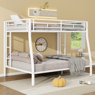 Full XL over Queen Metal Bunk Bed with Ladder