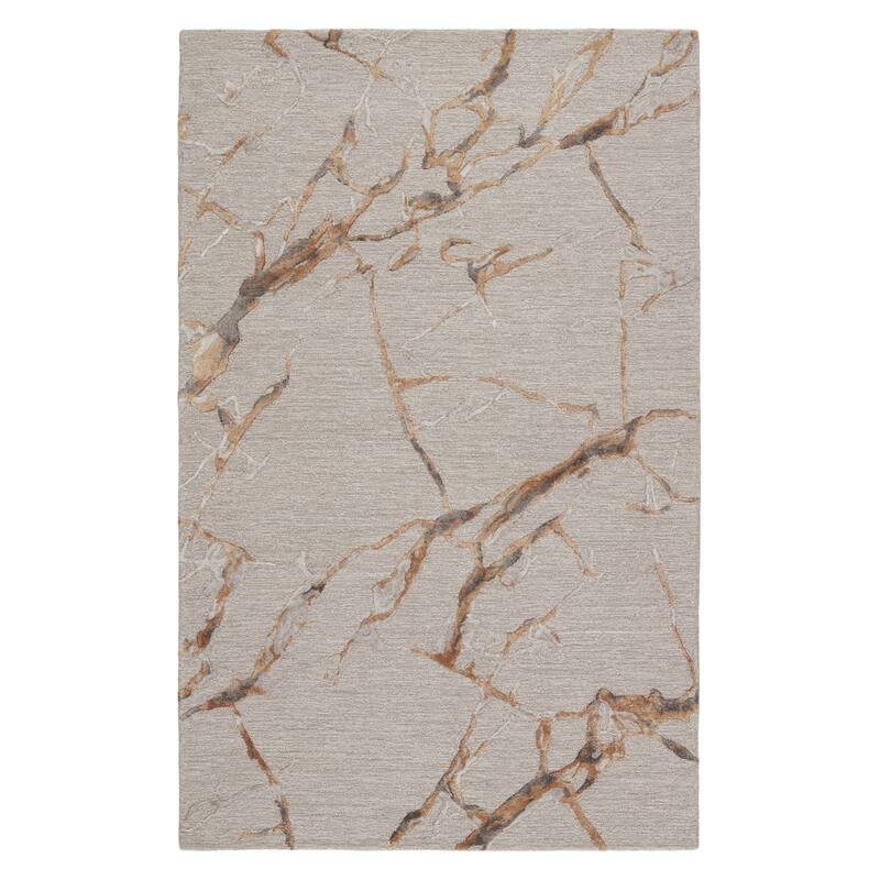 Jasper Handmade Abstract Area Rug - 9'X12' - Gray/Gold - Rectangle