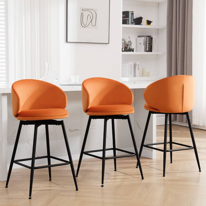 26"/30" Velvet Upholstered Swivel Counter/Bar Stools Set of 2/3