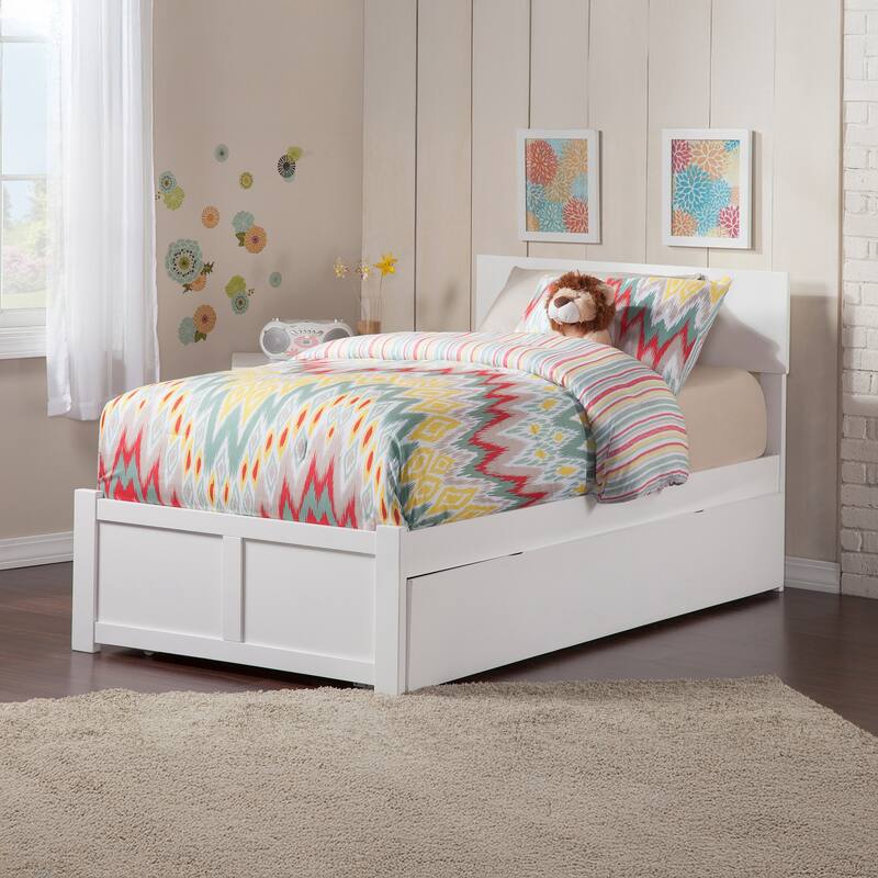 Orlando Platform Bed with Footboard and Twin Trundle Bed