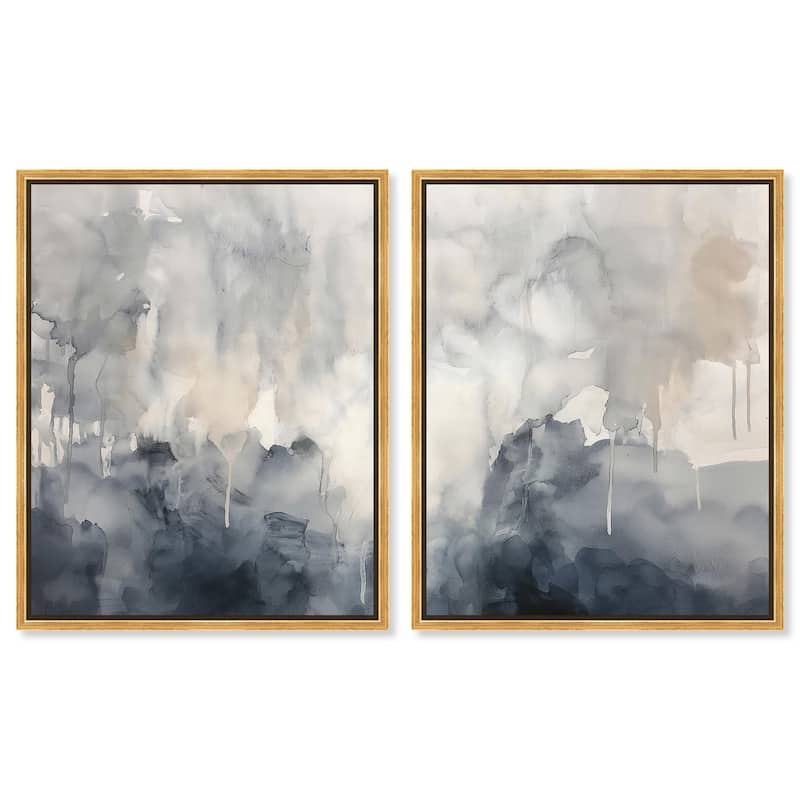 Muted Ocean Hues Canvas Set of 2 by Art Remedy - 30" x 36" - Gold