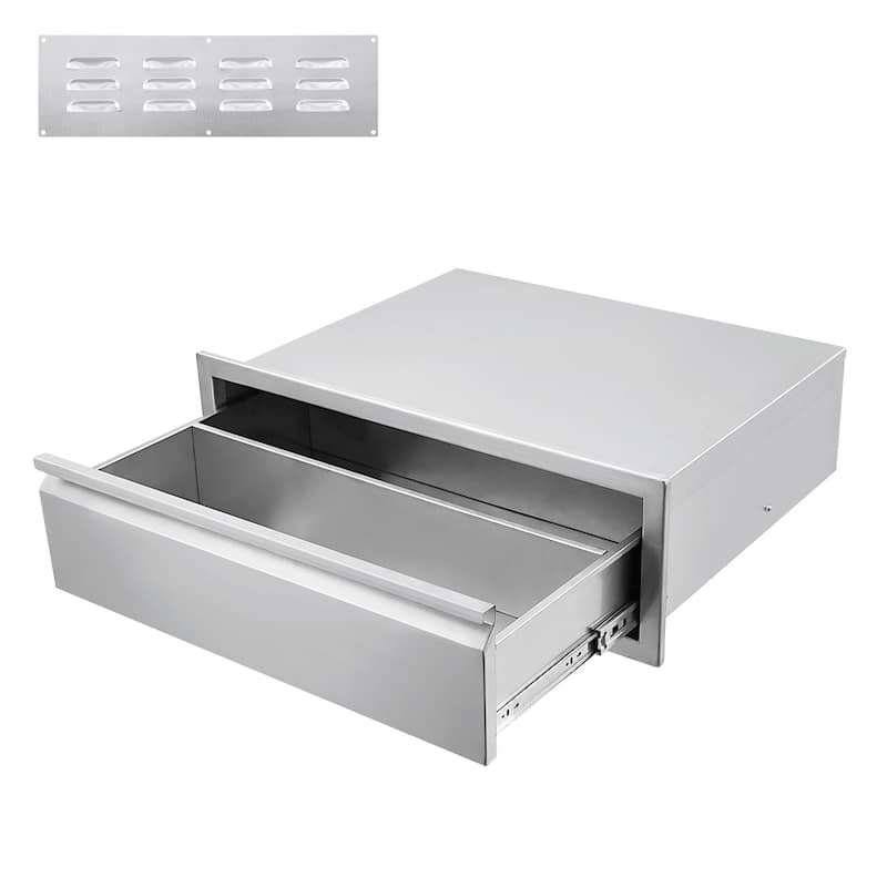 Outdoor Kitchen BBQ Access Drawers, 30W x 10H x 23D Inch - 30W x 10H x 23D Inch - Silver