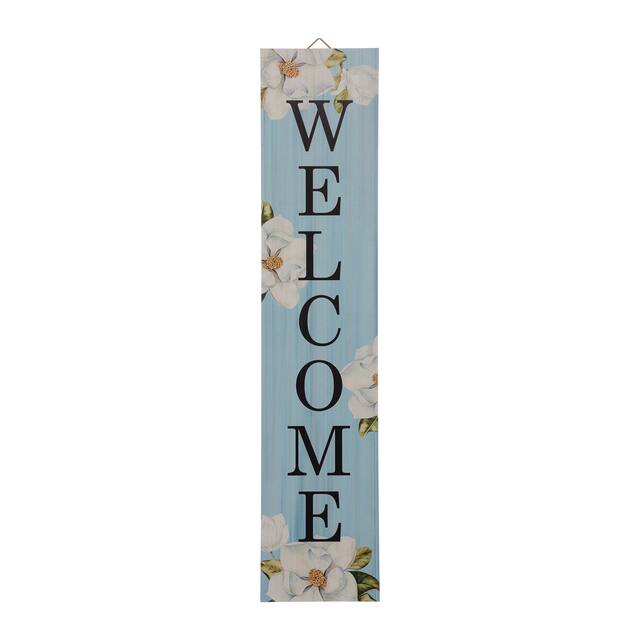 Glitzhome 42"H Farmhouse Wooden Hello Spring Welcome Porch Sign - "Welcome"
