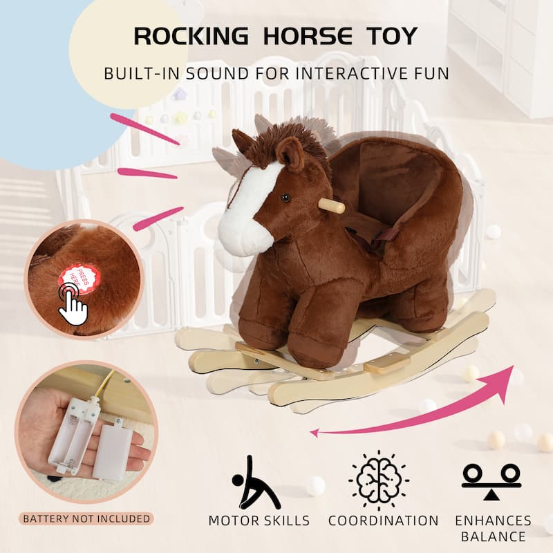 Anmytek Rocking Christmas Deer Toy Plush Interactive Toddler Rocker with Sound Motor Skills Gift