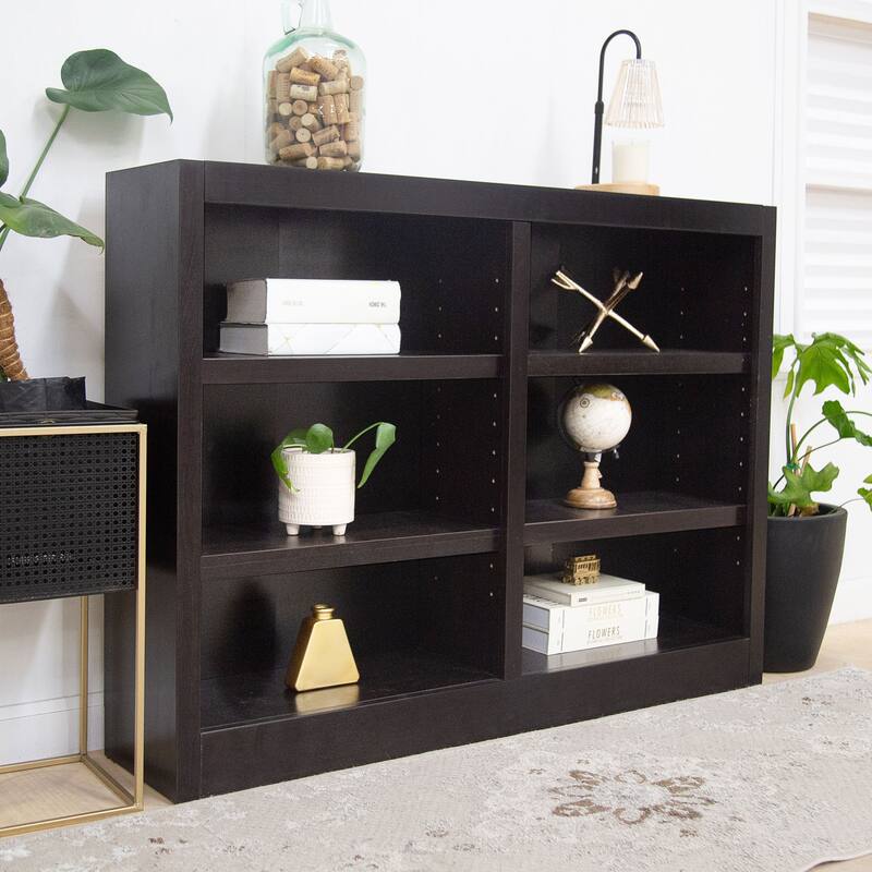 Concepts in Wood Double Wide Wood Bookcase, 6 Shelf, 36 inch Tall