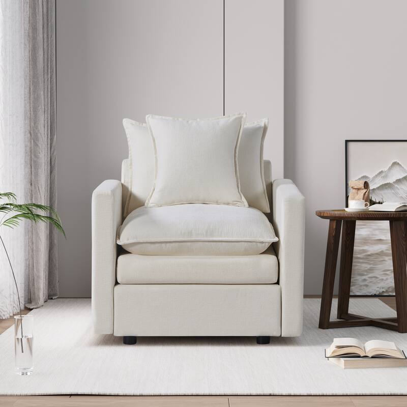 White 33.07" Upholstered Arm Chair