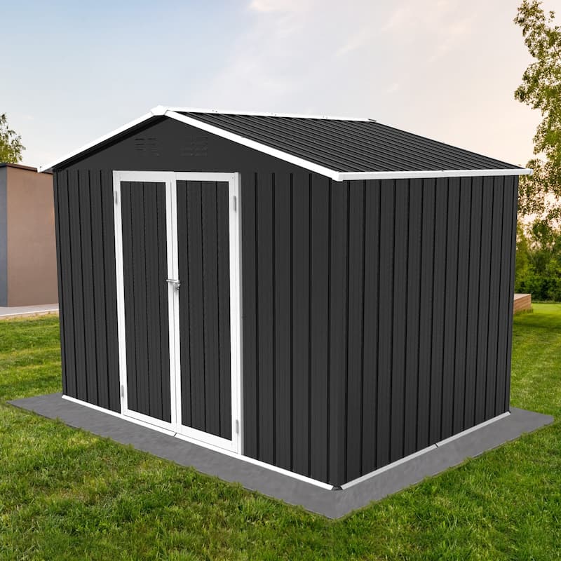 GDFStudio - Nolan Compact 6x8 FT Metal Garden Shed with Hinged Door and Apex Roof