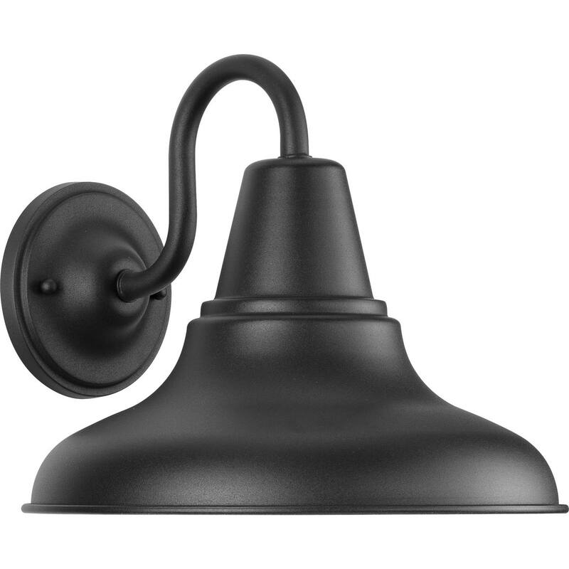 District Collection One-Light Black Metal Shade Outdoor Wall Lantern - 12 in x 13.25 in x 10.5 in - 12 in x 13.25 in x 10.5 in