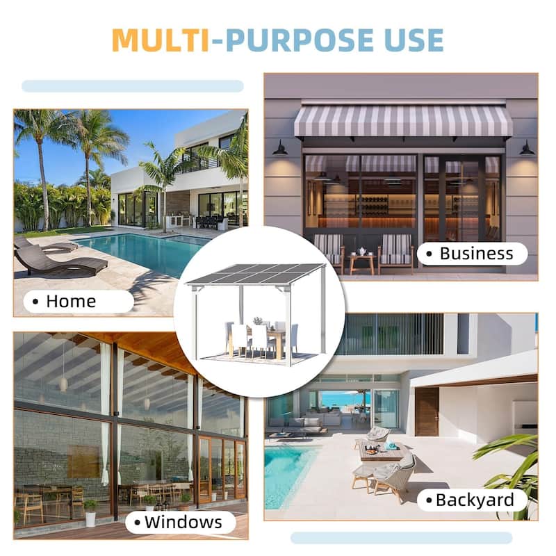 8x8ft Wall Mounted Gazebos Pergola, Outdoor Lean to Gazebo Awnings