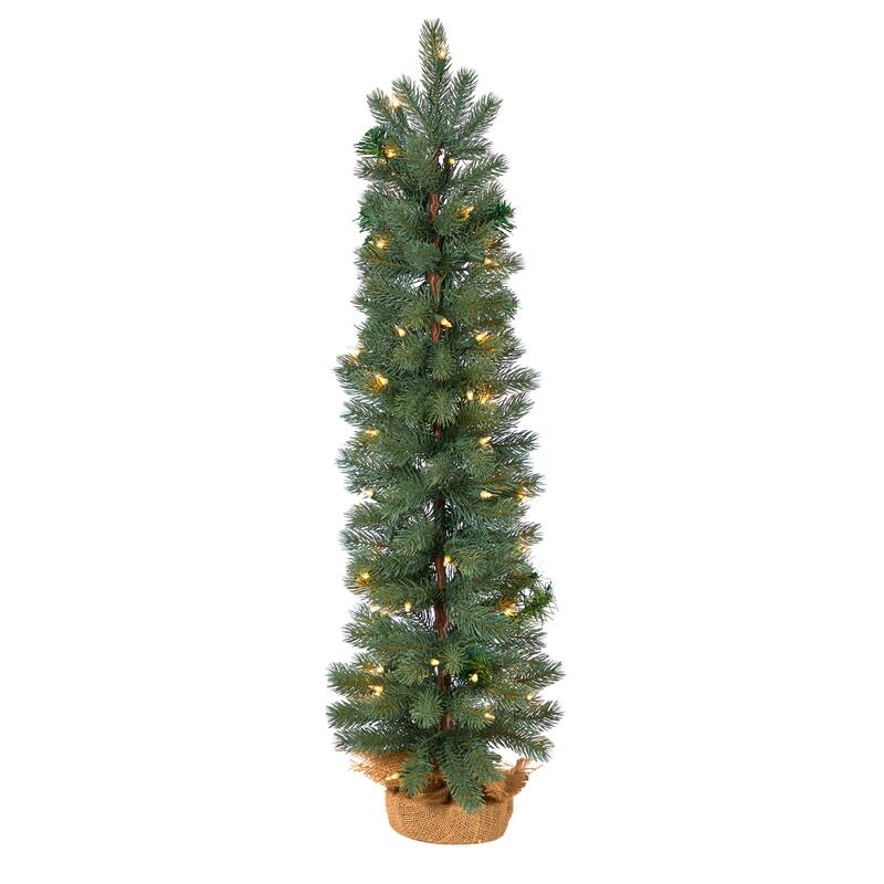 3' Pre-Lit Green Slim Pine Artificial Christmas Potted Tree, Warm White Lights - 3 Foot