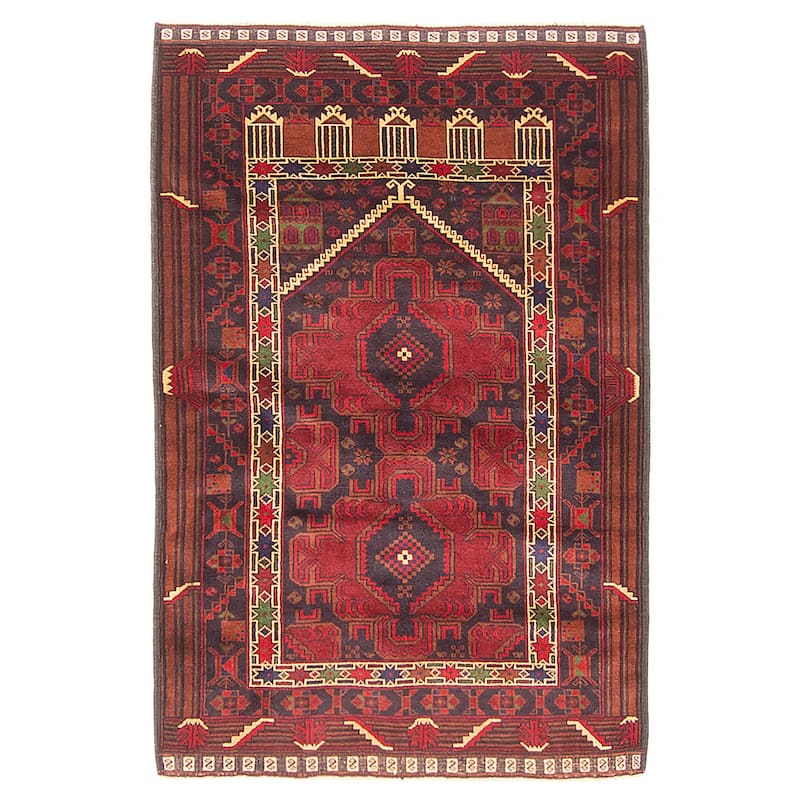 Teimani Burgundy Rug 3'0" x 4'8" - 3'0 x 4'8 - Burgundy - 3'0 x 4'8