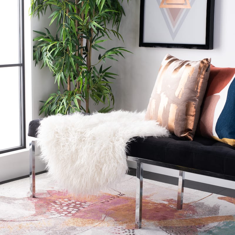 SAFAVIEH Faux Sheep Heleri Mellisa Shag Solid Rug - 2' x 3' - Ivory