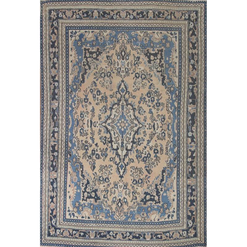 Hamedan Persian Vintage Area Rug Living Room Hand-knotted Wool Carpet - 6'11" x 9'7"