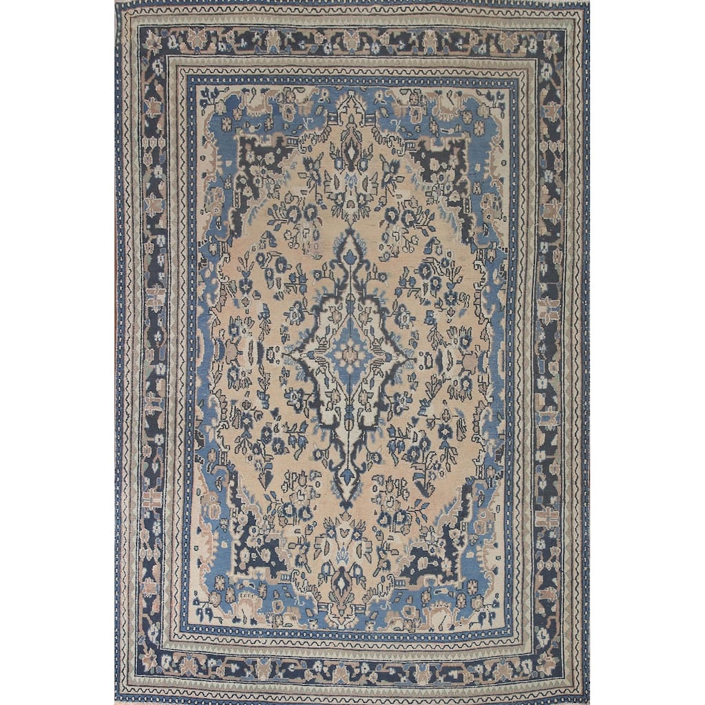 Hamedan Persian Vintage Area Rug Living Room Hand-knotted Wool Carpet - 6'11" x 9'7"