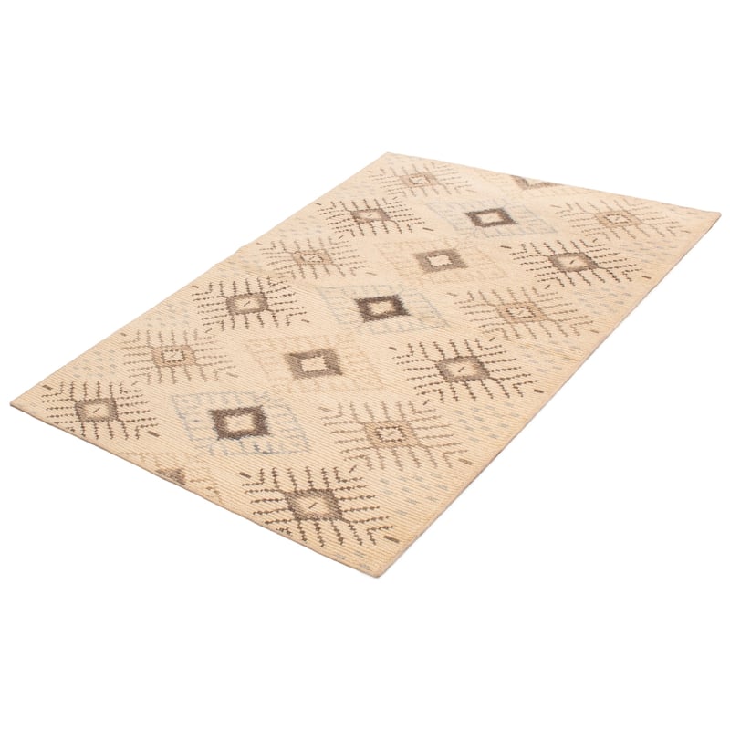 ECARPETGALLERY Hand-knotted Tangier Cream Wool Rug - 5'3 x 7'7