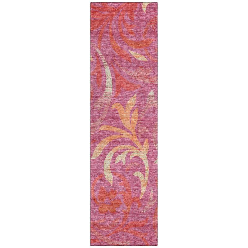 Machine Washable Indoor/ Outdoor Chantille Floral Scroll Rug