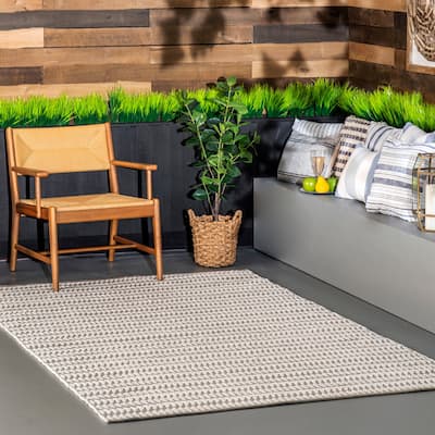 Nuloom Ivory Handmade Modern Textured Ridges Indoor/Outdoor Area Rug