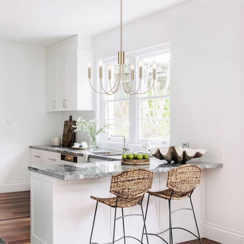 Farmhouse style 6 - Light Metal Candle Chandelier for Kitchen Dining Room - N/A