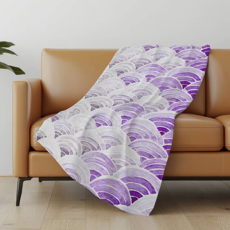 Premium Machine Washable ASB184 Contemporary Ombre Sherpa Throw Blanket - Purple - 4'2" x 5'10"