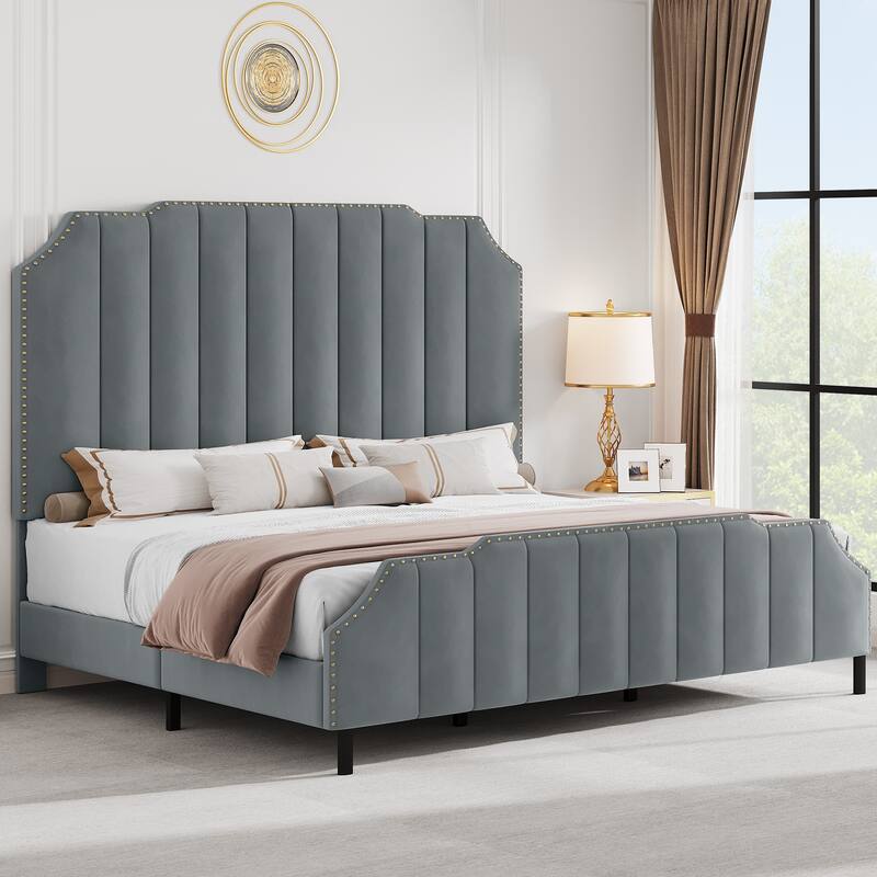 Black Upholstered Bed Frame PU Platform Bedframe Mattress Foundation