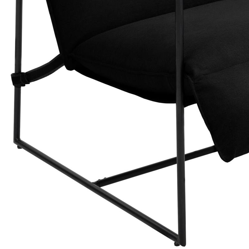 Mid-century Metal Sling Upholstered Armchair with Lengthen Upholstered