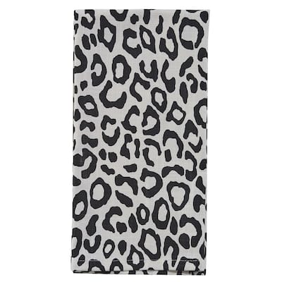 Split P Safari Leopard Black Printed Towel Set of 4 - 18" x 26"