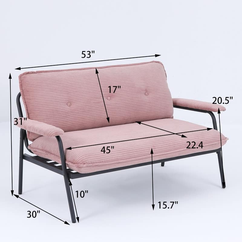 53" Two Seater Sofa, Metal Frame