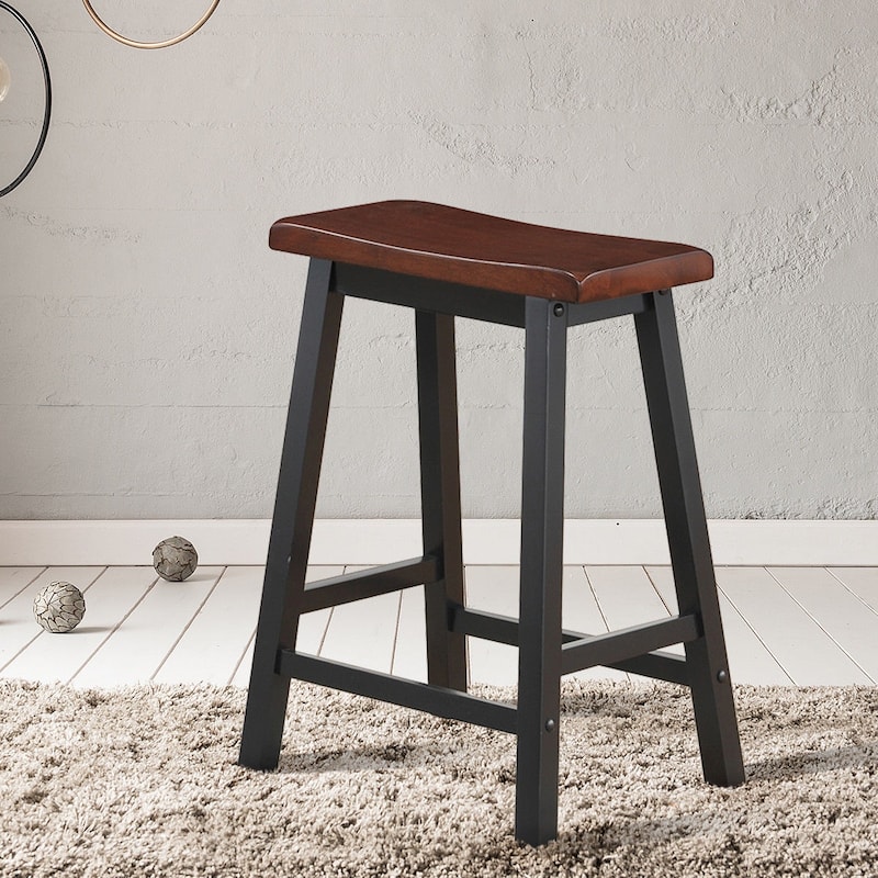 Gymax Set of 2 Bar Stools 24''H Saddle Seat Pub Chair Home Kitchen - See Details