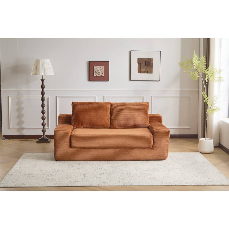 Loveseat Sofa, Comfortable Deep Seat Sofa Bed, Modern Small Corduroy Couch for Living Room Bedroom