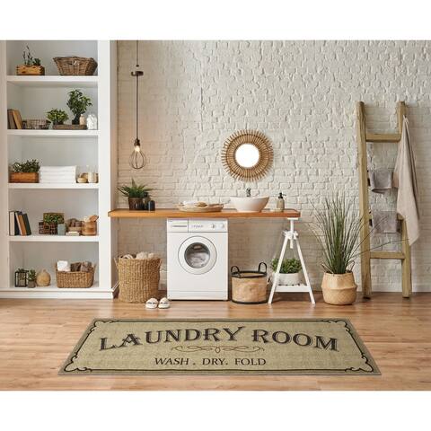 Ottomanson Washtown Collection Modern Laundry Room Rug Runner Rugs - 2' x 5'