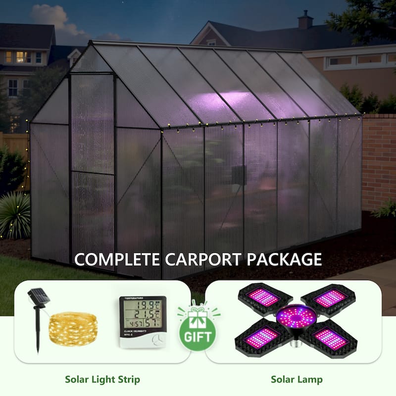 Greenhouse Shed with Lockable Hinged Door & Adjustable Vent Window Garden Shed, Weather-Resistant, Greenhouses Kits